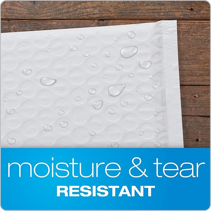 Quality Park Bubble Mailers,8.25 x 11 Shipping Envelopes,Water Resistant White Poly Padded Envelopes,Redi-Strip Peel Off Closure,25/Box (QUA85859),(Pack of 4)