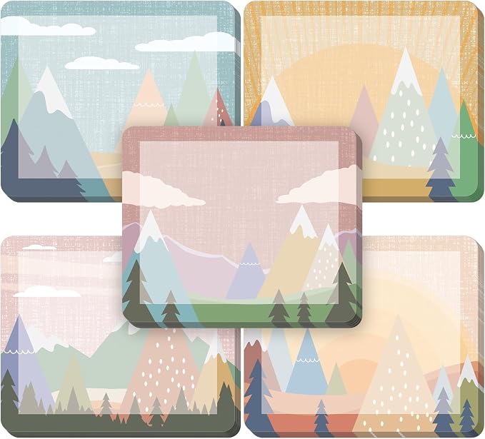 Epakh 100 Pcs Mountain Name Tags Colorful Self Adhesive Name Tags Labels Sticker Camp Decorative Sticker Labels for Camping Themed Party Family School Office Conferences Classroom Home