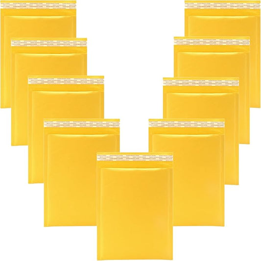 Kraft Bubble Mailers 5x8 Inch 12 Pack Self Seal Padded Envelopes Small Bubble Envelopes Bulk Mail Shipping Bags for Jewelry Makeup Supplies (Yellow)