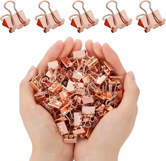 120 Pack Mini Binder Clips, Binder Clips, Small Paper Clips 15mm 5/8 Inch. Micro Size Office Clips for Home School Office and Business (Rose Gold)