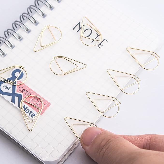 300 Pieces Gold Cute Paper Clips Stainless Steel Drop-Shaped Paperclips for School Office Supplies Baby Shower Crafts Scrapbooking Bookmarks Kids Women Planners by VENCINK