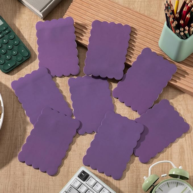 Eaasty 8 Pack Scalloped Sticky Notes 4" X 6" Purple Memo Pads | Aesthetic Cute Wavy Edges, Self-stick for School Office Desk, 240 Sheets Bulk, Pretty Design for Reminders Planning