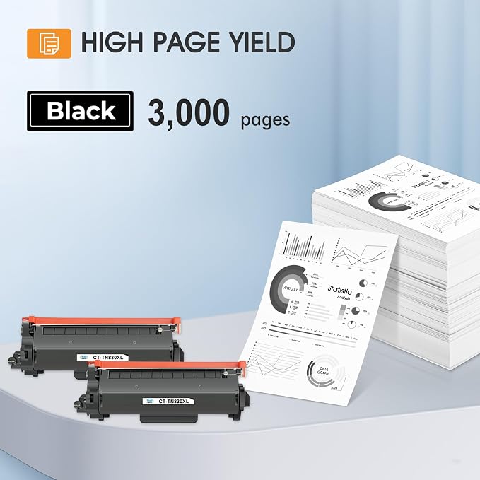 TN830XL TN830 TN 830XL 830 Toner for Brother Printer DCP-L2640DW HL-L2460DW | Compatible for Brother TN830 XL/V/R 830 XL TN-830XL Cartridge MFC-L2820DW HL-L2405W HL-L2400D HL-L2480DW Black High Yield