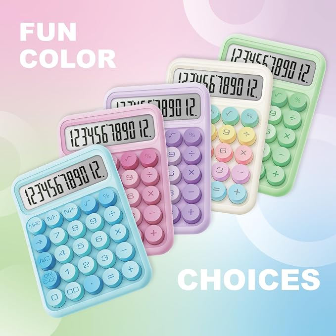 CATIGA Mechanical Switch Calculator, Blue Calculator with 12 Digit Large LCD Display & Big Buttons for Office Desk, Classroom Math, Back to School Supplies, Cute Aesthetic Desk Accessories