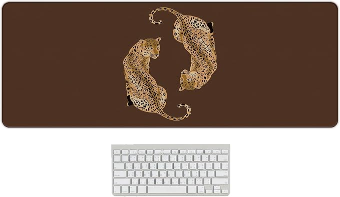 Cheetah Print Desk Mat, Brown Leopard Mouse Pad 31.5x11.8 | Leopard Desk Mat, Cheetah Office Decor, Preppy Desk Mat, Cheetah Large Gaming Mats, Brown Office Decor, Leopard Desk Decor