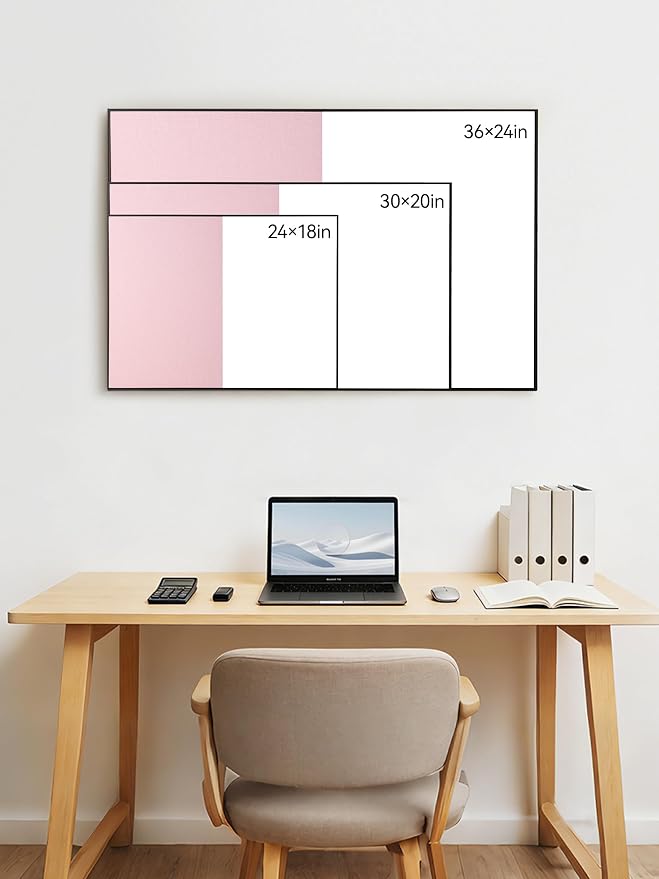 Cork Board White Board Combo for Wall | 30"X20" Linen Bulletin Board Whiteboard, Magnetic Dry Erase Corkboard for Home, Office, School, Pink