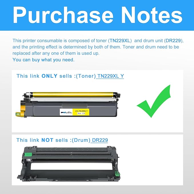 TN229XL TN229XLY Yellow High Yield Toner Cartridge Replacement for Brother TN229XL TN-229XL TN229 for Brother MFC-L3780CDW MFC-L3720CDW HL-L3280CDW HL-L3300CDW HL-L3220CDW HL-L3295CDW Printer (1-Pack)