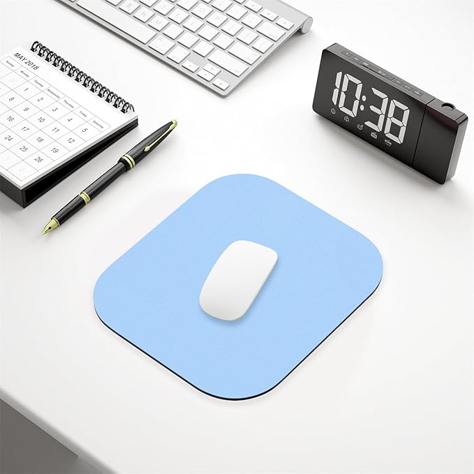 Hsurbtra Mouse Pad, Premium-Textured Small Square Mousepad 8 x 9 Inch Blue, Thick 3 mm Anti-Slip Waterproof Rubber Pretty Cute Computer Mat for Office Home Gaming Laptop Men Women Kids