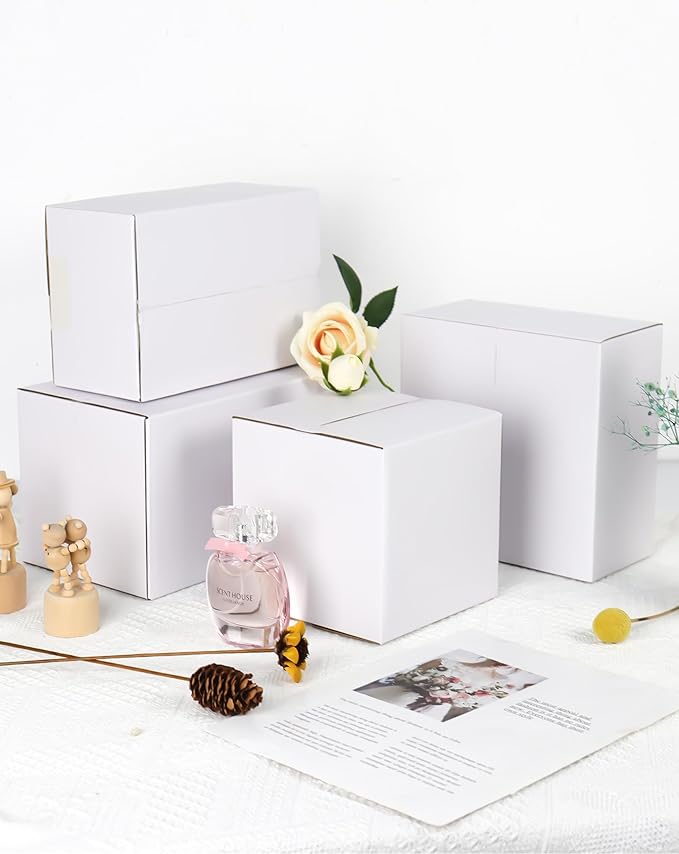 10x7x6 Inch Medium Shipping Boxes 30 Pack, White Corrugated Cardboard Box, Mailing Packaging Boxes for Small Business