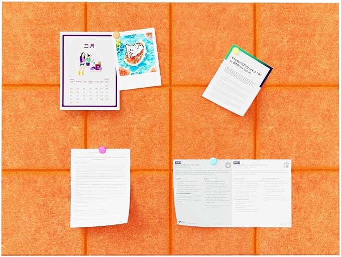 Felt Bulletin Board Tiles, Cork Board Alternative, 48 x 36 in | 0.35 in modular felt wall tiles for notes, photos, schedules, reminders in offices, classrooms, home & office workspace