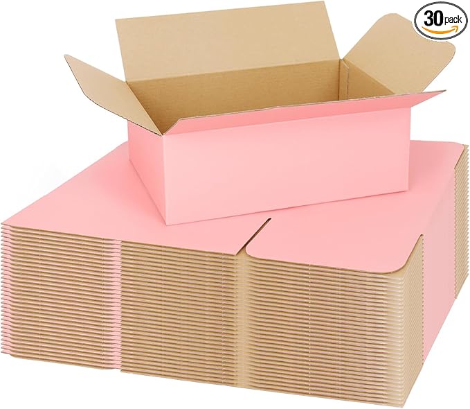 9x6x4 Shipping Boxes for Small Business, 30 Pack Pink Corrugated Cardboard Boxes, Small Mailing Boxes for Shipping Packing