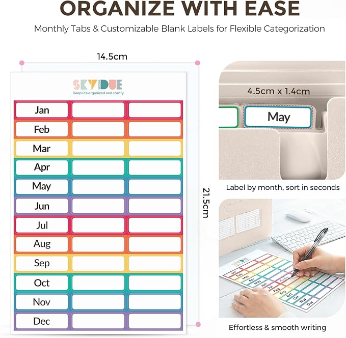 SKYDUE Accordion File Organizer, Expanding File Folder with 13 Pockets, Portable Document Paper Bill Receipt Organizer, Home School Office Supplies, Letter A4 Size Brown