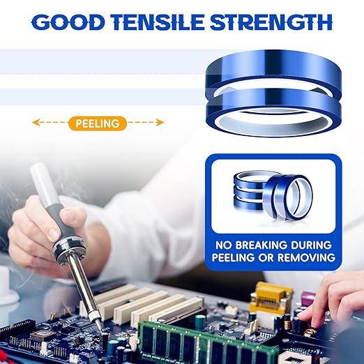 Heat Resistant Tape, 2Pack 20mmx33m(107ft) & 3 Pack10mmx33mm(107ft) Transparent Blue Heat Tape for Sublimation High Temperature Heat Transfer Tape for Heat Sublimation Press