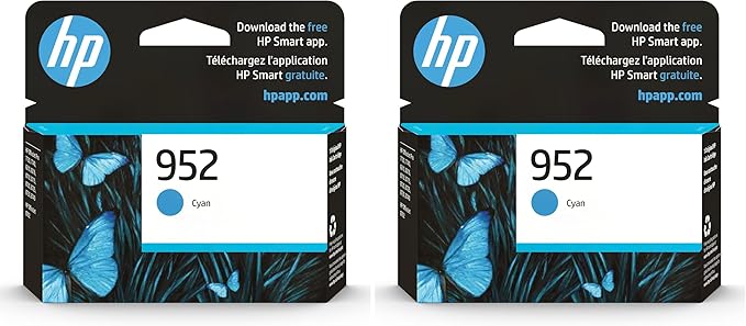 HP 952 Cyan Ink Cartridge | Works OfficeJet 8702,OfficeJet Pro 7720,7740,8210,8710,8720,8730,8740 Series | Eligible for Instant Ink-| L0S49AN,(Pack of 2)