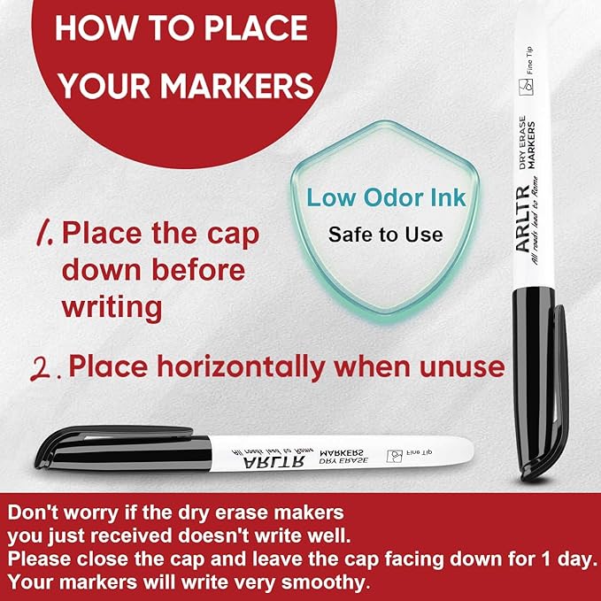 Dry Erase Markers Bulk, 108 Pack Black Whiteboard Markers with Fine Tip, Low Odor Dry Erase Markers for Office Home