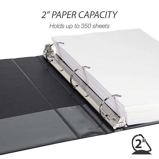 Samsill Durable 2 inch 3 Ring Binder, D Ring Binder, 100% Recycled Chipboard, Basic Assortment, 4 Pack