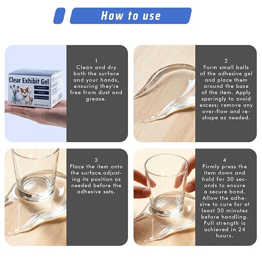 Museum Gel for Glass and Crystal, Reusable Clear Exhibits Gel Museum Putty | Poster Putty for Walls No Damage, Removable Museum Wax for Home Collections Prevent Vibrations & Falling