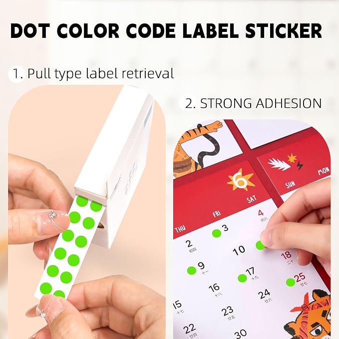 PARLAIM 1/4 Inch Circle Sticker Labels,1000 Stickers Round Color Coding Circle Dots Stickers, Adhesive Roll Dot Label for Inventory Organize, File Classification (Light Green)