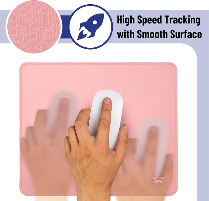 Mr. Pen- Mouse Pad with Anti-Fray Stitched Edges, 12.5"x 10.5", 2 Pack | Pink, Computer & Gaming Mouse Mat for Laptop, Office & Home, Anti-Slip Rubber Base, Spill-Resistant Surface