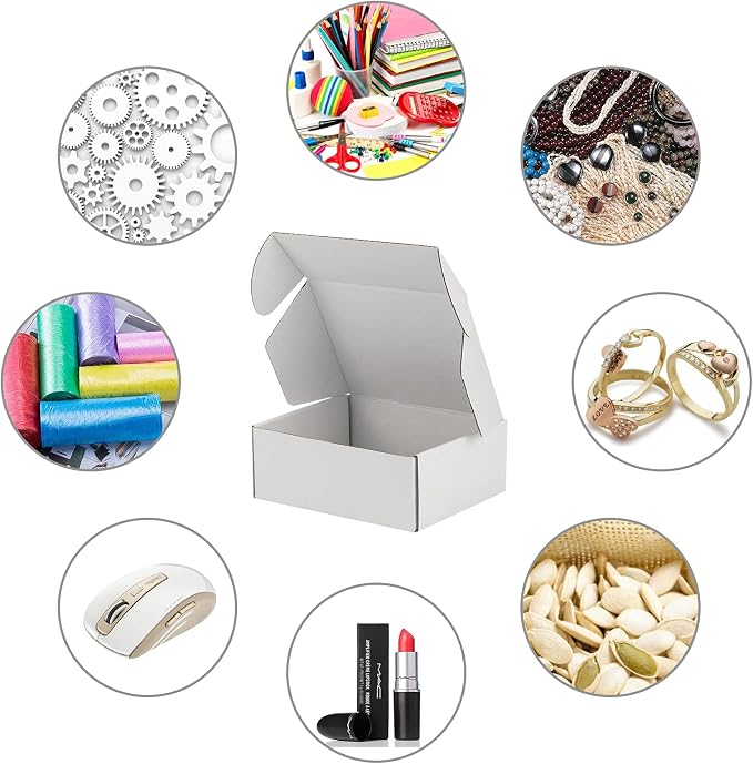 8x6x3 inch White Shipping Boxes for Small Business- Set of 25 | Sturdy ECT 32 Corrugated Cardboard Mailer Boxes, Easy Assemble for Packaging, Mailing, Gift Giving & Ecommerce Packing