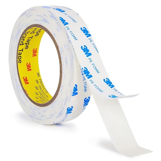3M Double Sided Tape 1"×16.5Ft, Mounting Tape Heavy Duty No Residue | Removable PE Foam Tape Strips, Extra Strong Adhesive Tape Waterproof for Walls Home Office Decor Crafts Paint Picture Poster