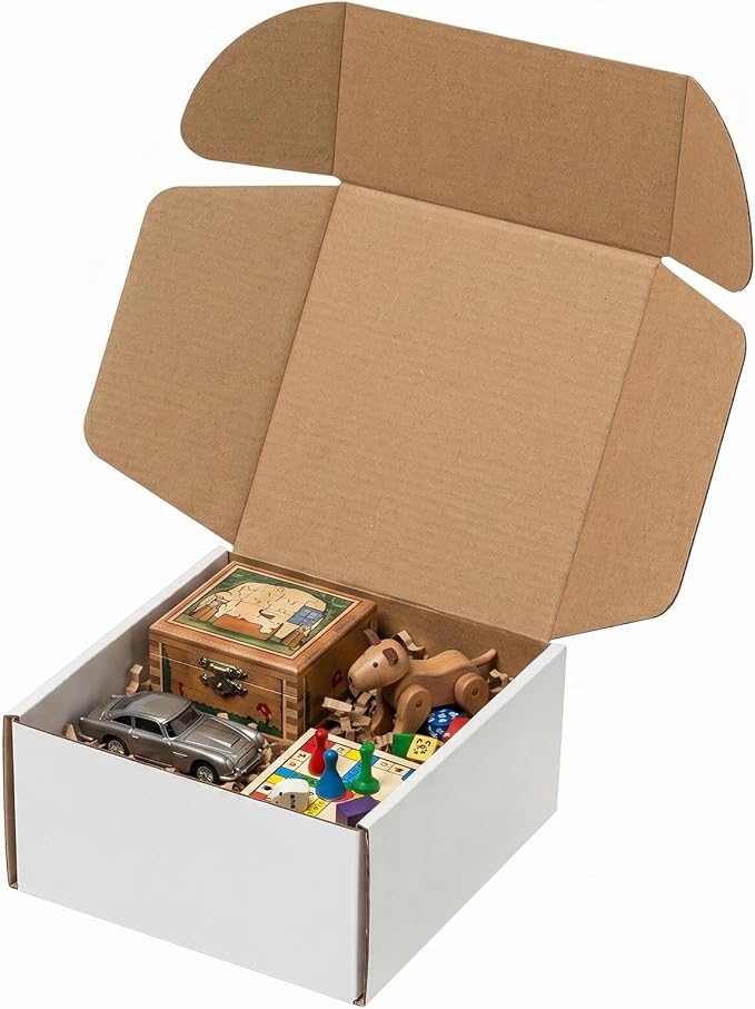 Wowxyz 6x6x3 Inches Shipping Boxes 25 Pack Corrugated Cardboard White Box | Medium White Literature Mailer Packaging Supplies