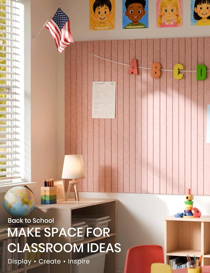 Fluxynara 48" x 36" Large Felt Bulletin Board, Pink | 12 Pack Cork Board Alternative with 60 Safe Adhesive Tabs, Pin Boards for Wall Decor, Home, Office, Classroom,Dorm