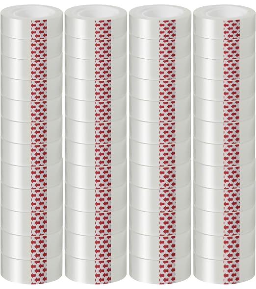 48 Rolls Transparent Tape Refills, Clear Tape Dispenser Refill Rolls, Glossy Gift Wrap Tapes for Office, School, Home, 3/4 x 800 Inches