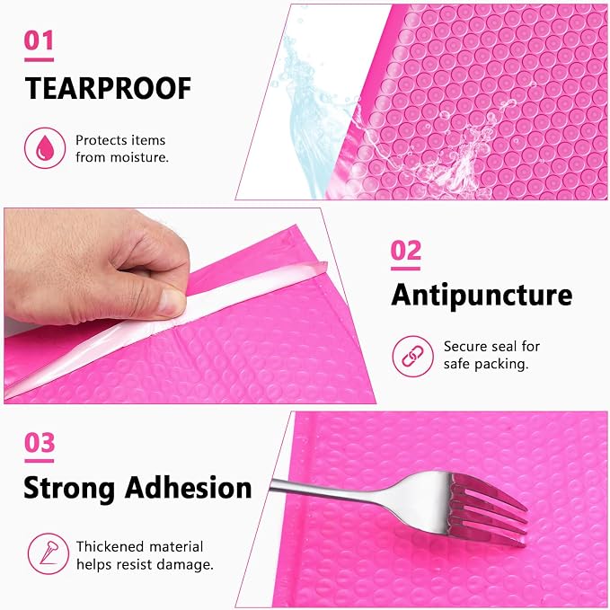 Bubble Mailers 25 Pack 8.5x12inch Rose Poly Mailers Self-Seal Padded Envelopes Waterproof Bubble Opaque Padded Mailers Shipping Bags for Businesses to Pack and Mail Jewelry Cosmetics