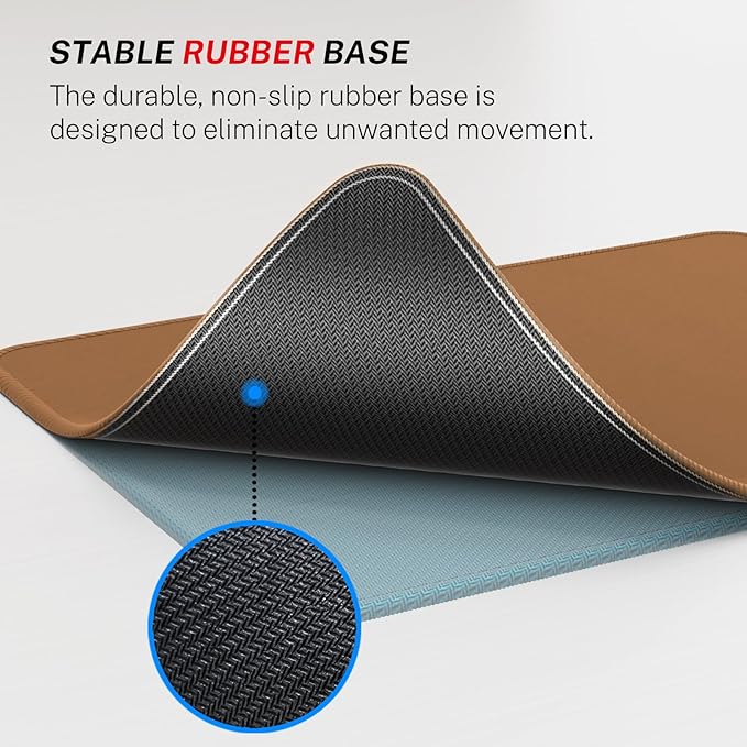 MROCO Mouse Pad [30% Larger] with Anti-Fray Stitched Edges, Premium-Textured Waterproof Surface, Non-Slip Rubber Base, Computer & Gaming Mouse Mat for Laptop, Office & Home, 8.5 x 11 in, Coffee Brown