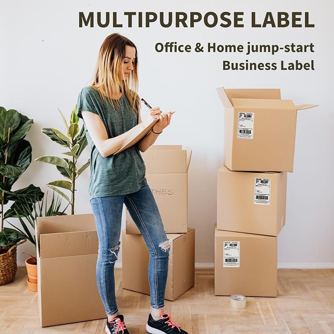 L LIKED 4x6 Fanfold Thermal Label, 100 Per Stack Thermal Shipping Labels | BPA Free, Perforated, Strong Adhesive, Compatible with Most Thermal Printers