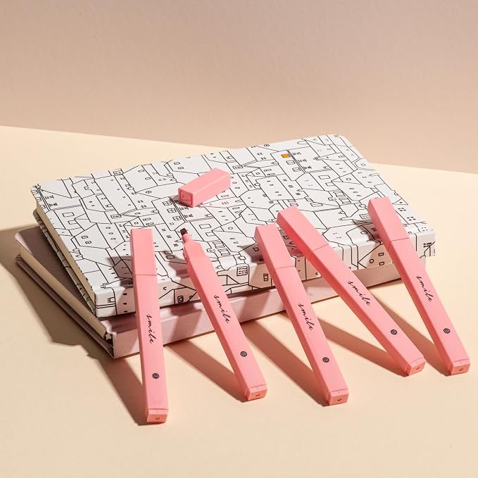DIVERSEBEE Bible Highlighters with Soft Chisel Tip, No Bleed (Pink) | 5 Pack Single Color Pens, Quick Dry, Cute Aesthetic Markers for Bible Study Journaling Supplies