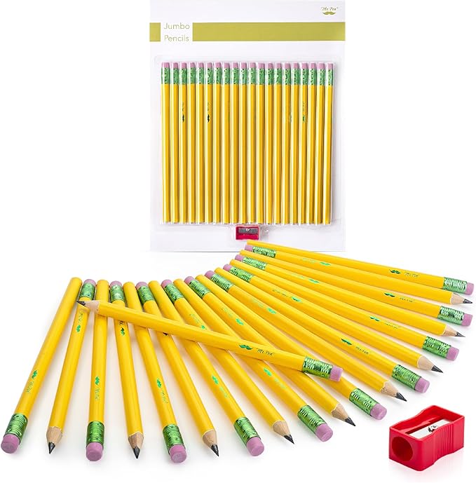 Mr. Pen- Jumbo Pencils, 20 Pencils with 1 Sharpener, Large Pencils