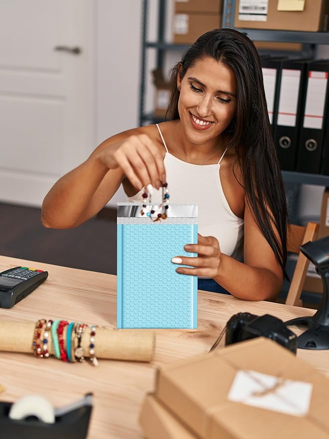 GSSUSA Bubble Mailers 6x10 Inches Padded Envelopes 600 Pack Usable Size 6x9" Small Envelope Bags Shipping Bag Bulk Pack Self Seal Package Mail Packing Business Supplies, Light Blue