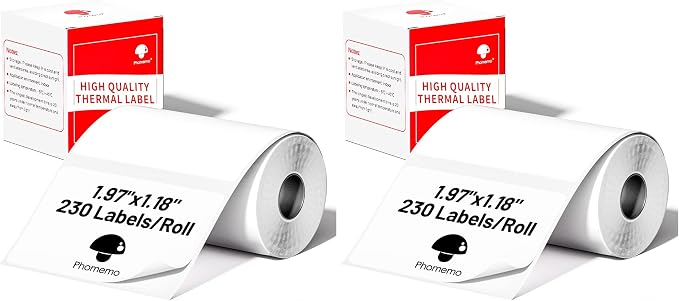 Phomemo Thermal Labels, 1.97"x 1.18", for M110/M100/M220/M108, 230 PCS (Pack of 2)