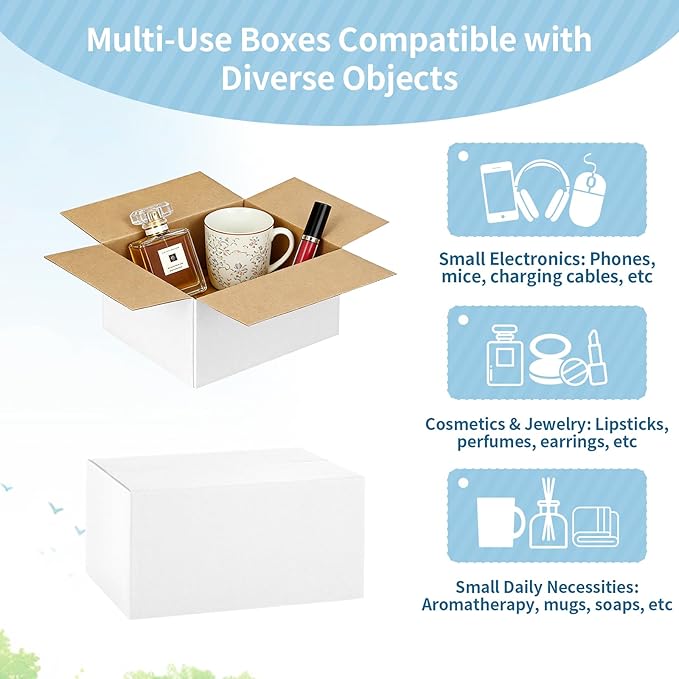 Famagic 10 Pack 6x4x4 Inch Small Shipping Boxes White Corrugated Cardboard Boxes Mailer for Small Business, Mailing Boxes for Packaging Bulk