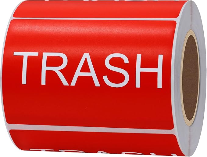 Hybsk 300pcs Trash Stickers 3x2 inch Clean Sign Disposal Reminder Labels for Garbage Homes, Offices, Warehouses