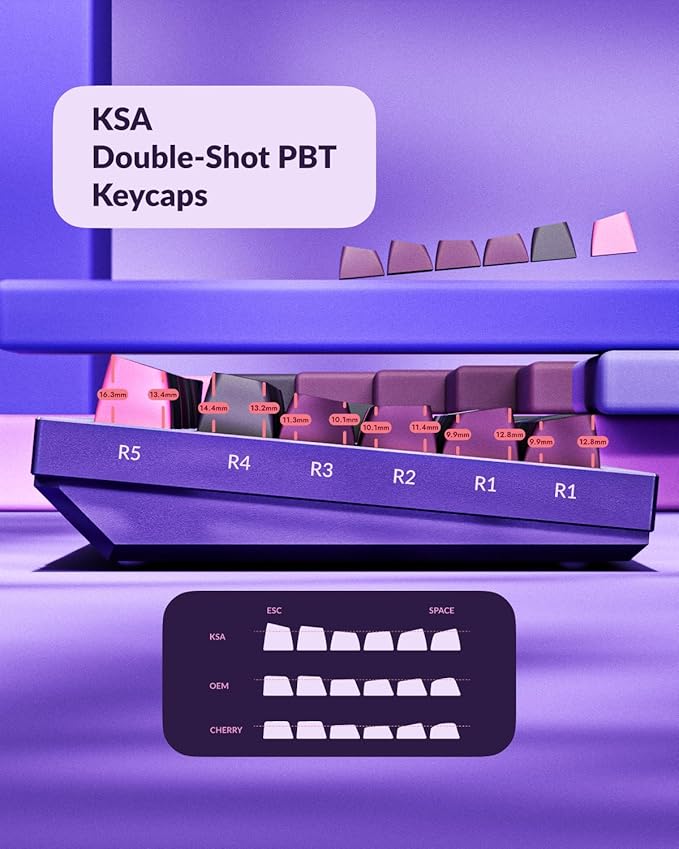 Keychron Q5 Pro Wireless QMK/VIA Mechanical Keyboard, Full Customizable 96% Layout with Programmable Knob, Hot-swappable K Pro Banana Switch Compatible with Mac Windows Linux - Purple