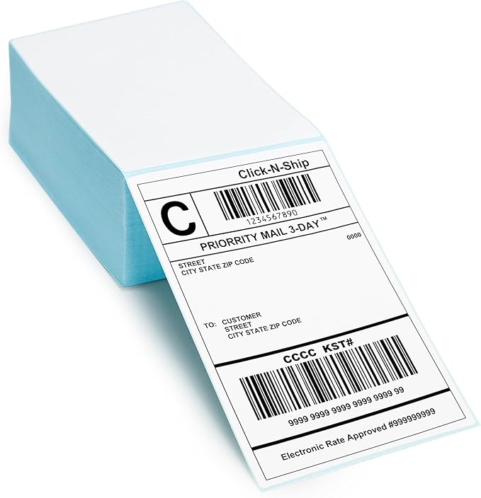 L LIKED 500 Fanfold 4 x 6 Thermal Labels, with Perforated Line Shipping Labels, Permanent Adhesive, Compatible with Zebra & Rollo Printings, White, Commercial Grade