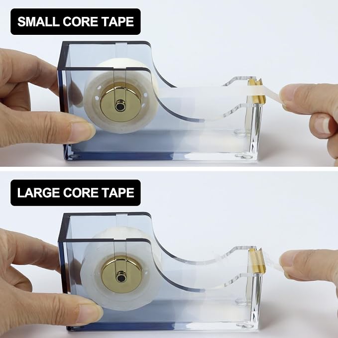 MultiBey Acrylic Tape Dispenser for Desk with 1 Roll Tape, Gradient Black | Heavy Duty Nonslip Base Tape Cutter Holder with 1 Roll Tape | Aesthetic Clear Acrylic Desk Organizer for Office & Home