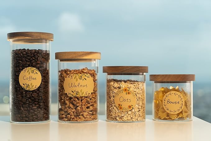 MONEST (250pc/Roll) 3"x2" Floral Pantry Labels | Mason Jar & Bottle Labels