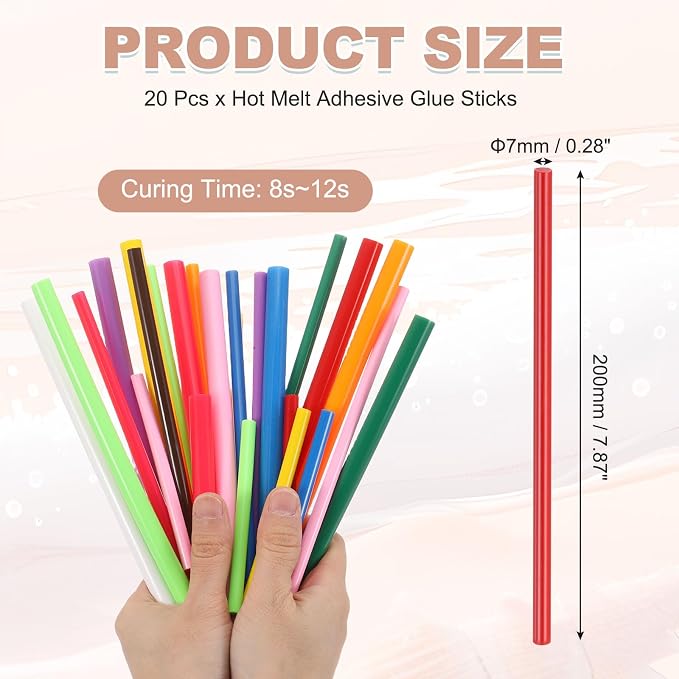 PATIKIL Hot Glue Sticks for Glue Gun, 20 Pcs Colored Hot Melt Adhesive Glue Sticks Bulk for DIY Projects Craft Art Decoration Home Repairs, Red (7.9" x 0.28")