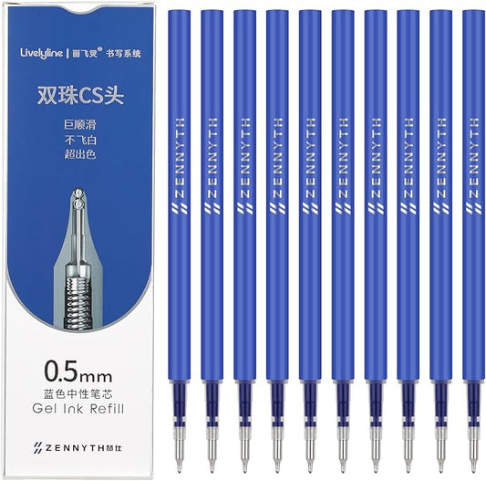 Ddaowanx 10 Pieces Gel Ink Pen Refills,Fine Point 0.5mm Tip Blue Ink | Smooth Writing Quick Dry for Journaling Writing School Office Supplies
