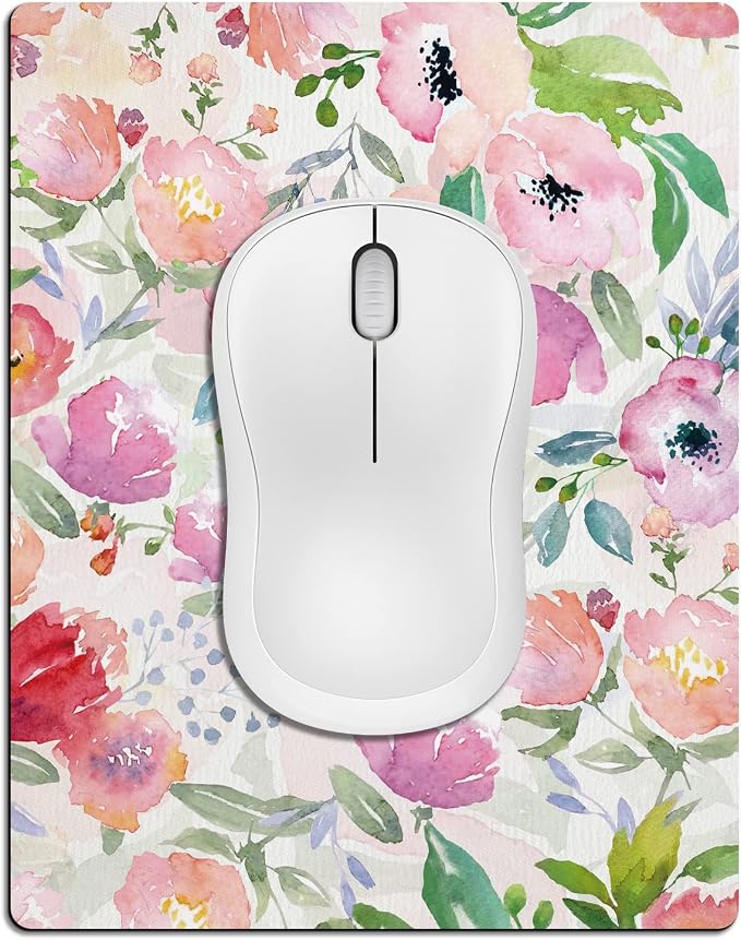 Small Mouse Pad Cute, Mini Mouse Pads for Wireless Mouse and Laptop, Travel Mousepad with Designs - Colorful Floral, Portable Mousepads - 5.5 x 7 in, Desk Decor for Women
