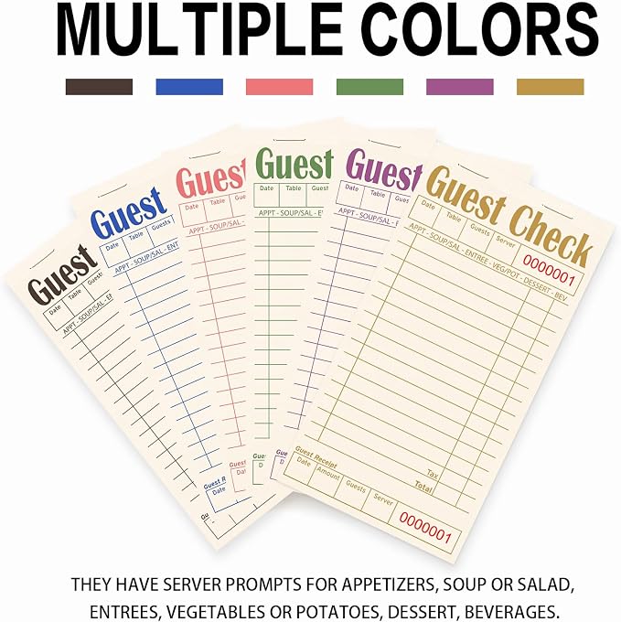 ZPARIK Guest Checks Books for Servers, Natural Color Paper, 24 Pack Purple | 24 Pack Guest Checks with 50 Sheets Per Book, Waiter Checkbook, Waitress Notepad for Restaurants, Perfect for Servers