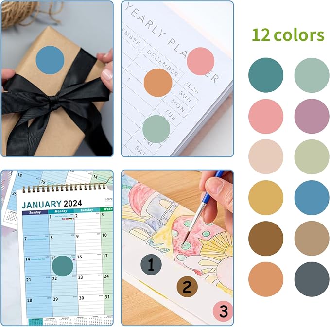 REGELETO Boho 4200 PCS 0.75 Inch 12 Colors Round Colored Dot Stickers for Students Teaching Papers, Color Coding Labels, Circle Dots Stickers for Office and Classroom (25 Sheets)