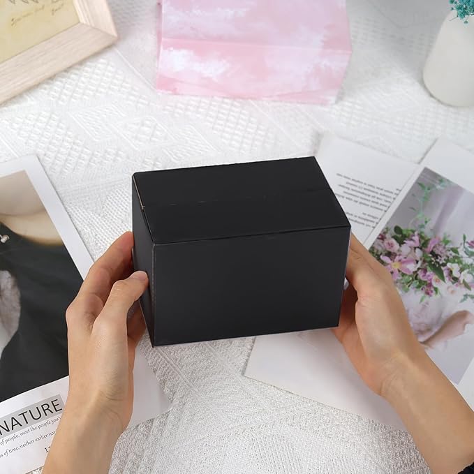 6x4x4 Inch Small Shipping Boxes 30 Pack, Black Corrugated Cardboard Box, Mailing Packaging Boxes for Small Business