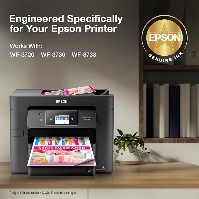 EPSON 702 DURABrite Ultra Ink High Capacity Black & Standard Color Cartridge Combo Pack (T702XL-BCS) Works with WorkForce Pro WF-3720, 3730, 3733