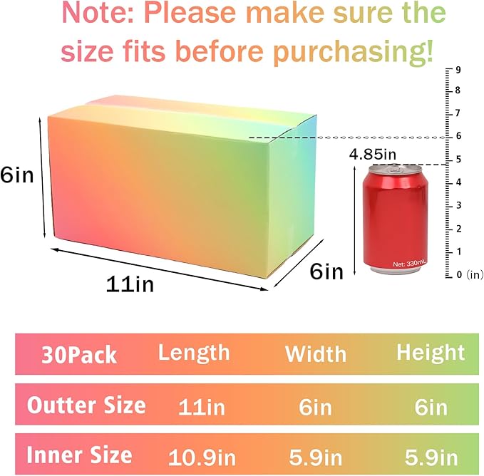 11x6x6 Shipping Boxes Medium Set of 30, Gradient Corrugated Cardboard Box, Mailing Boxes for Packaging Small Business