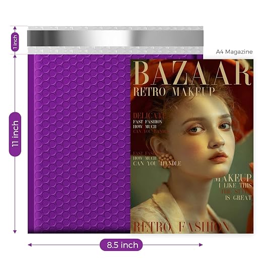 Fuxury 500Pack Purple Bubble Mailers 8.5x12" Medium Opaque Bubble Envelopes | Strong Adhesion Padded Mailer Thick Padded Envelopes Mailers for Small Business Mailing Books Clothes Makeup Supplies
